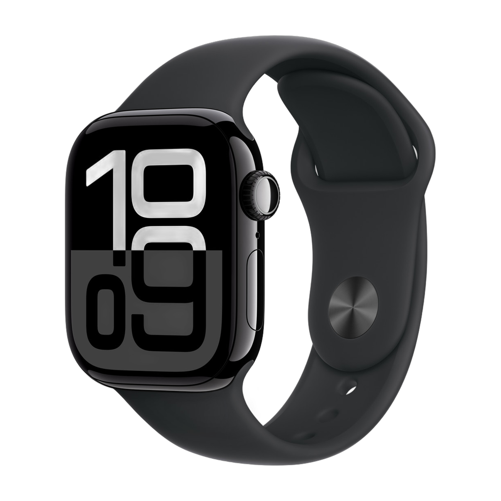 [195949563652] Apple Watch - Series 10 - 42mm - Bracelet silicone (Noir, S/M)