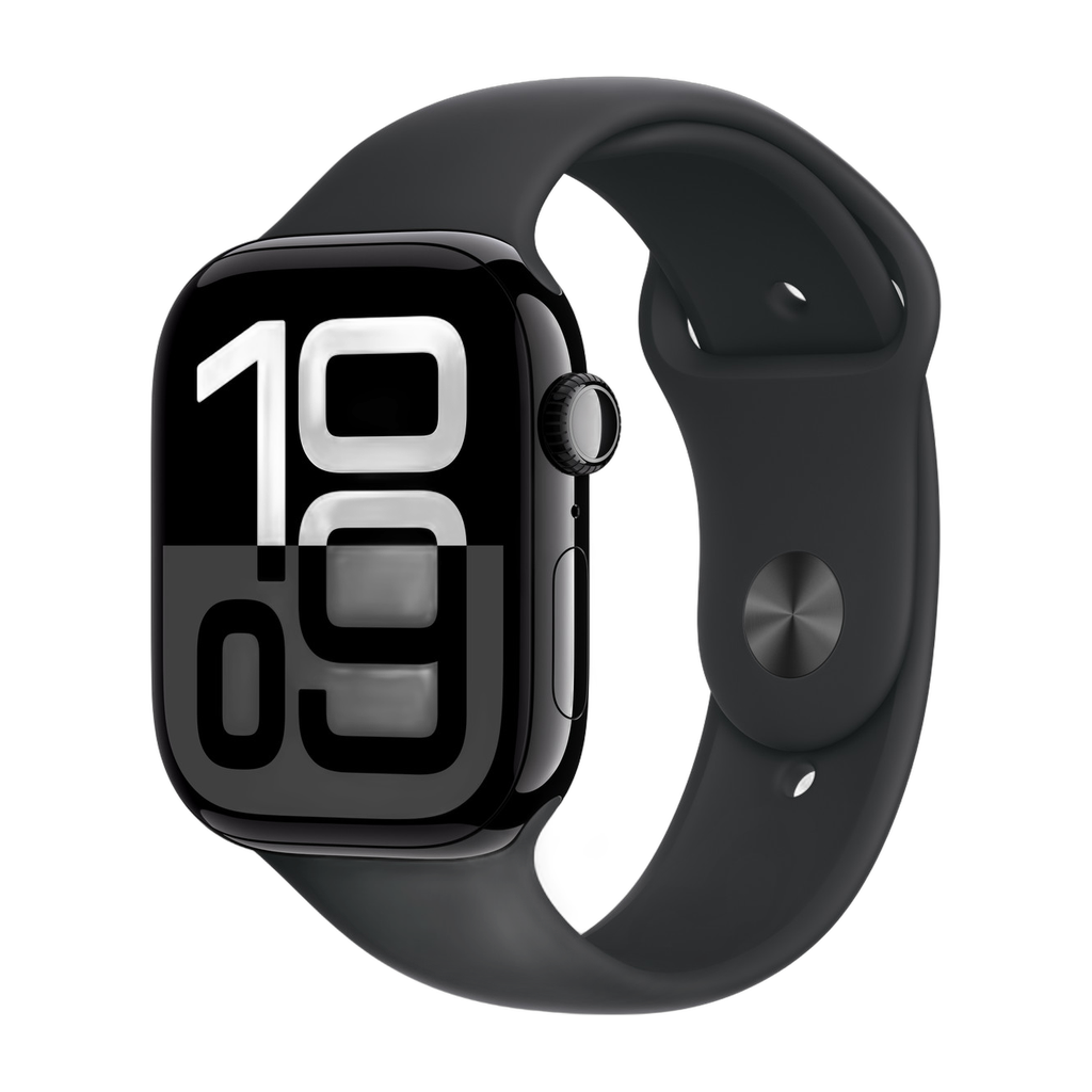 [195949563669] Apple Watch Series 10 Aluminium (Bracelet silicone) (Noir, GPS, 42 mm)