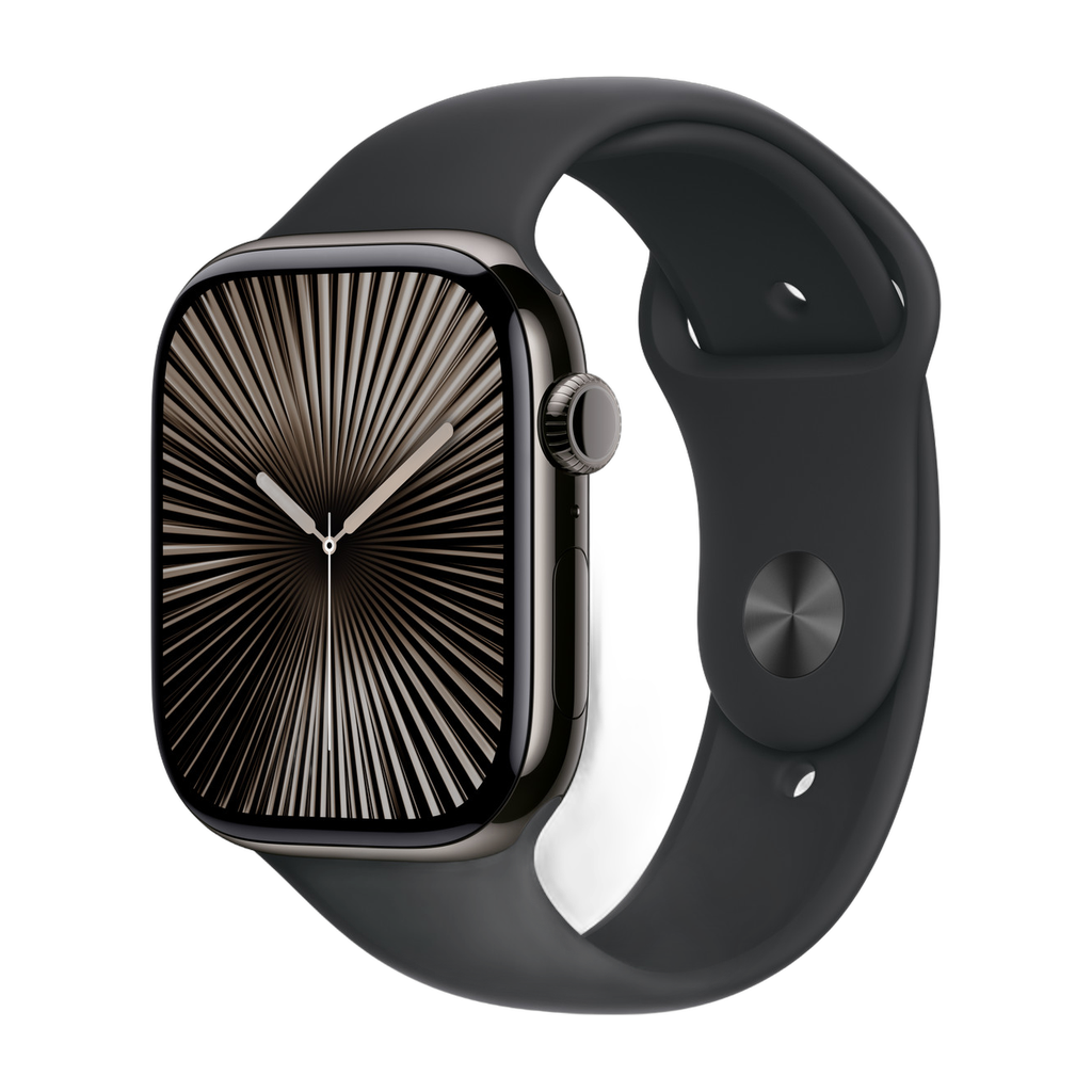 [195949563997] Apple Watch Series 10 titane (Bracelet Silicone) (Noir, 42 mm)